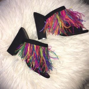 Colorful Fringe Women's Mules